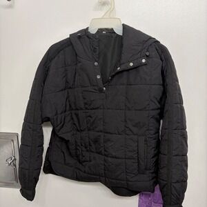 Fashion Quilted Anorak Hooded Pullover Jacket Black XL‎